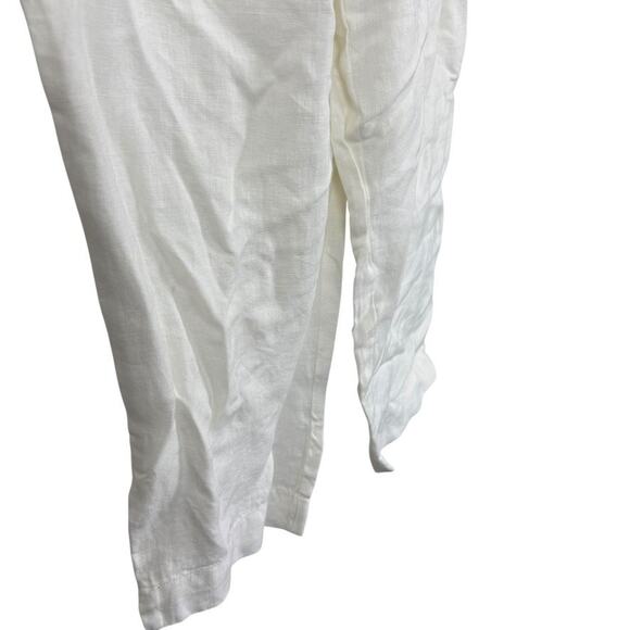 J Jill Love 100% Linen White Cropped Pull On Pants Elastic Waist Summer sz M - Picture 2 of 16